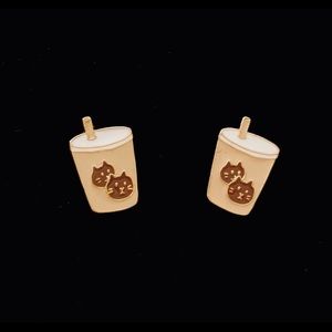 Bubble Tea Cat Earrings